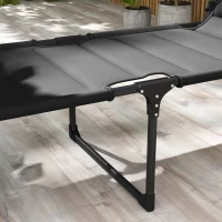 Outsunny Folding Chaise Lounge with Adjustable Sunroof, Outdoor Quick Dry Padded Tanning Chairs with Headrest, Reclining Back Outdoor Lounge Chair, for Beach, Yard, Patio, Black(m-9)