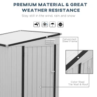 Outsunny 4' x 6' Lean to Garden Storage Shed, Outdoor Metal Tool House with Lockable Door Vents for Backyard Patio Lawn, White(m-6)