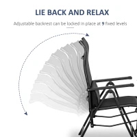 Outsunny Outdoor Recliner Lounge Chair with Adjustable Backrest, Cushion, Black(m-5)