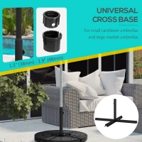 Outsunny Outdoor Universal Cross Brace Stand for Small Offset Umbrella or Large Market Umbrella, Black(m-4)