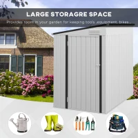 Outsunny 4' x 6' Lean to Garden Storage Shed, Outdoor Metal Tool House with Lockable Door Vents for Backyard Patio Lawn, White(m-5)