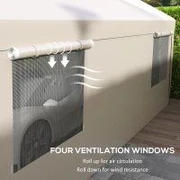 Outsunny 10' x 20' Carport, Heavy Duty Portable Garage, with 4 Mesh Windows and 2 Doors, Tan(m-7)