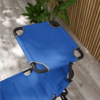 Outsunny Folding Chaise Lounge with Adjustable Sunroof, Outdoor Quick Dry Padded Tanning Chairs with Headrest, Reclining Back Outdoor Lounge Chair, for Beach, Yard, Patio, Blue(m-7)