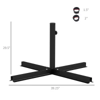 Outsunny Outdoor Universal Cross Brace Stand for Small Offset Umbrella or Large Market Umbrella, Black(m-3)
