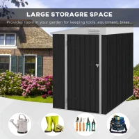 Outsunny 4x6 ft Metal Garden Storage Shed, Steel Tool House with Lock & Keys, Secure Outdoor Organizer, Grey(m-3)