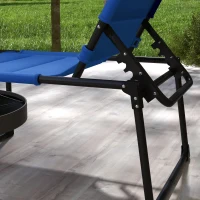 Outsunny Folding Chaise Lounge with Adjustable Sunroof, Outdoor Quick Dry Padded Tanning Chairs with Headrest, Reclining Back Outdoor Lounge Chair, for Beach, Yard, Patio, Blue(m-10)
