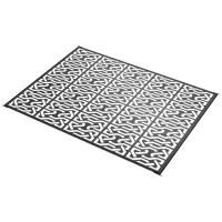 Outsunny Reversible Outdoor Rug Carpet RV Camping Rugs with Carry Bag, 9' x 12', Black & White Chain(m-11)