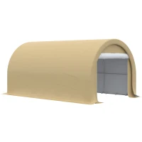 Outsunny 10' x 16' Heavy Duty Portable Carport Tent with Zippered Door, PE Cover for Car, Boat, Motorcycle, Bike, Beige(m-10)
