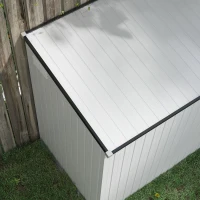 Outsunny 4' x 6' Lean to Garden Storage Shed, Outdoor Metal Tool House with Lockable Door Vents for Backyard Patio Lawn, White(m-10)