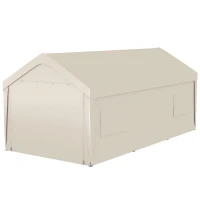 Outsunny 10' x 20' Carport, Heavy Duty Portable Garage, with 4 Mesh Windows and 2 Doors, Tan(m-1)