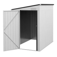 Outsunny 4' x 6' Lean to Garden Storage Shed, Outdoor Metal Tool House with Lockable Door Vents for Backyard Patio Lawn, White(m-12)