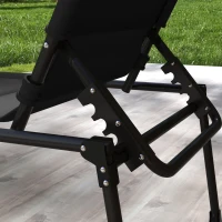 Outsunny Folding Chaise Lounge with Adjustable Sunroof, Outdoor Quick Dry Padded Tanning Chairs with Headrest, Reclining Back Outdoor Lounge Chair, for Beach, Yard, Patio, Black(m-10)