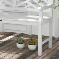 Outsunny Outdoor Garden Bench, Wooden Frame Patio Bench with Geometric Pattern, 43.25 Inch Weatherproof 2-Person Love Seat for Garden, Lawn, Porch, Yard, Work Entryway, White(m-9)