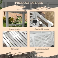Outsunny Outdoor Garden Bench, Wooden Frame Patio Bench with Geometric Pattern, 43.25 Inch Weatherproof 2-Person Love Seat for Garden, Lawn, Porch, Yard, Work Entryway, White(m-6)