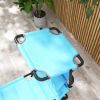 Outsunny 2 Pcs Outdoor Lounge Chair, 4 Position Adjustable Backrest, Folding, Cushioned w/ Sun Shade Roof & Pillow, Blue(m-7)