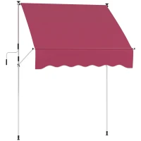 Outsunny 6.6'x5' Manual Retractable Patio Awning Sun Shelter Window Door Deck Canopy, Water Resistant UV Protector, Wine Red(m-2)