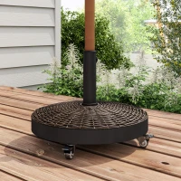 Outsunny 20.5" Round Parasol Base Resin Patio Umbrella Base Garden Parasol Holder Outdoor Offset Weight Stand with Wheels Bronze(m-1)