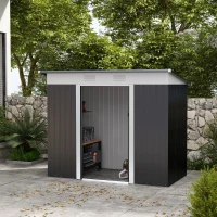 Outsunny 8' x 4' Metal Garden Shed, Backyard Tool Storage Shed with Dual Locking Doors, 2 Air Vents and Steel Frame, Dark Gray(m-2)