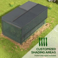 Outsunny Galvanized Steel Planter Box with Crop Cage and Shade Cloth, Raised Garden Bed for Flowers, Vegs and Herbs(m-5)