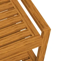 Outsunny Garden Stool with Storage Shelf, Slatted Seat for Indoor Conservatory, Garden, Poolside, Deck, Teak(m-10)
