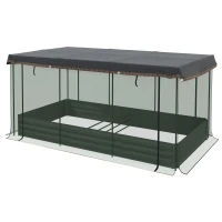 Outsunny Galvanized Steel Planter Box with Crop Cage and Shade Cloth, Raised Garden Bed for Flowers, Vegs and Herbs(m-2)