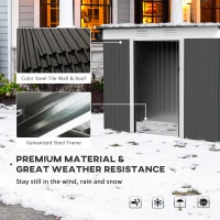 Outsunny 8' x 4' Metal Garden Shed, Backyard Tool Storage Shed with Dual Locking Doors, 2 Air Vents and Steel Frame, Dark Gray(m-7)