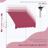 Outsunny 6.6'x5' Manual Retractable Patio Awning Sun Shelter Window Door Deck Canopy, Water Resistant UV Protector, Wine Red(m-4)