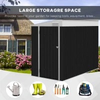 Outsunny 4' x 8' Lean to Garden Storage Shed, Outdoor Metal Tool House with Lockable Door Vents for Backyard Patio Lawn, Gray(m-4)