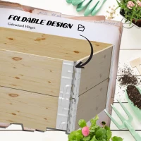 Outsunny Raised Garden Bed, Foldable Two-Box Wooden Planters for Outdoor Vegetables, Flowers, Herbs, Plants, Easy Assembly(m-6)