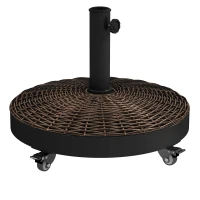 Outsunny 20.5" Round Parasol Base Resin Patio Umbrella Base Garden Parasol Holder Outdoor Offset Weight Stand with Wheels Bronze(m-2)