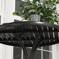 Outsunny 26" Round Patio Table, Outdoor Side Table with Steel Frame and Slat Tabletop for Garden, Balcony, Black(m-9)