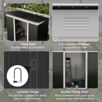 Outsunny 8' x 4' Metal Garden Shed, Backyard Tool Storage Shed with Dual Locking Doors, 2 Air Vents and Steel Frame, Dark Gray(m-6)
