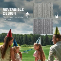 Outsunny 9ft x 12ft Reversible Waterproof Outdoor Rug for Camping & Patio Picnic in Gray & Cream White Boho(m-7)