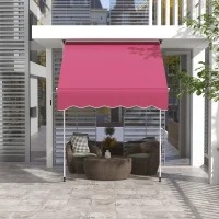 Outsunny 6.6'x5' Manual Retractable Patio Awning Sun Shelter Window Door Deck Canopy, Water Resistant UV Protector, Wine Red(m-9)