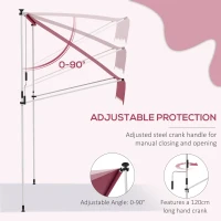 Outsunny 6.6'x5' Manual Retractable Patio Awning Sun Shelter Window Door Deck Canopy, Water Resistant UV Protector, Wine Red(m-6)