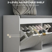 HOMCOM Shoe Storage with Seat, Upholstered Hallway Bench, Shoe Bench with 2 Flip Drawers and 4 Vents for 8 Pairs of Shoes(m-5)