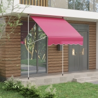 Outsunny 6.6'x5' Manual Retractable Patio Awning Sun Shelter Window Door Deck Canopy, Water Resistant UV Protector, Wine Red
