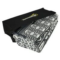 Outsunny 9ft x 12ft Reversible Waterproof Outdoor Rug for Camping & Patio Picnic in Gray & Cream White Boho(m-11)