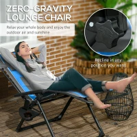 Outsunny Outdoor Zero Gravity Chair with Padded Seat, Folding Reclining Patio Lounge Chair with Recline Back, Cup Holder, Headrest, Footrest, for Poolside, Garden, 330lbs, Blue(m-4)