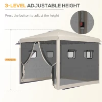 Outsunny 10' x 10' Pop Up Canopy Tent, Instant Sun Shelter with Netting, Windows and Carry Bag, Height Adjustable(m-5)