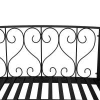 Outsunny 7' Metal Arch Garden Bridge Arc Footbridge with Side Railings Decorative Scrollwork, Black(m-7)