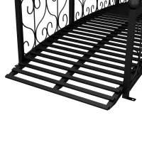 Outsunny 7' Metal Arch Garden Bridge Arc Footbridge with Side Railings Decorative Scrollwork, Black(m-8)