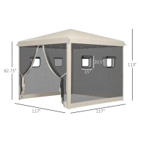 Outsunny 10' x 10' Pop Up Canopy Tent, Instant Sun Shelter with Netting, Windows and Carry Bag, Height Adjustable(m-3)
