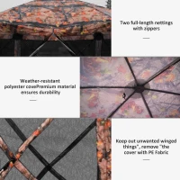 Outsunny 12' x 12' Hexagon Automatic Pop Up Screen Tents Camping Shelter Picnic Canopy with Mesh Sidewalls and Carry Bag, Colored(m-5)