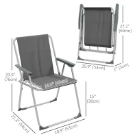 Outsunny 4 Pack Outdoor Folding Chair Set, Portable Camping Chairs with Armrest, Oxford Fabric Seat, Outdoor Chairs, Grey(m-3)
