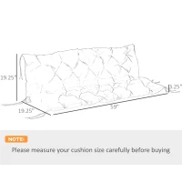 Outsunny 59" x 38" Tufted Bench Cushion for Outdoor Furniture, 3-Seater Replacement for Swing Chair, Patio Sofa/Couch, Dark Gray(m-3)