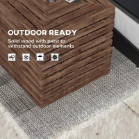 Outsunny 2-in-1 Outdoor Umbrella Base Storage Box, Wooden Patio Coffee Table, Brown(m-7)
