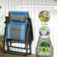 Outsunny Outdoor Zero Gravity Chair with Padded Seat, Folding Reclining Patio Lounge Chair with Recline Back, Cup Holder, Headrest, Footrest, for Poolside, Garden, 330lbs, Blue(m-6)