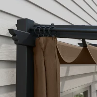 Outsunny Metal Pergola with Sliding Roof Canopy, Retractable Pergola Canopy, 10' x 10', Coffee(m-10)