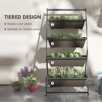 Outsunny 4-Tier Vertical Raised Garden Planter with 4 Boxes, Outdoor Plant Stand Grow Container for Vegetable Flowers, Brown(m-4)